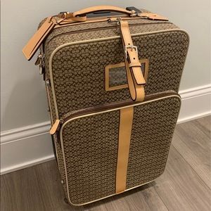 Coach Monogram Leather Trim Rolling Luggage Carry On